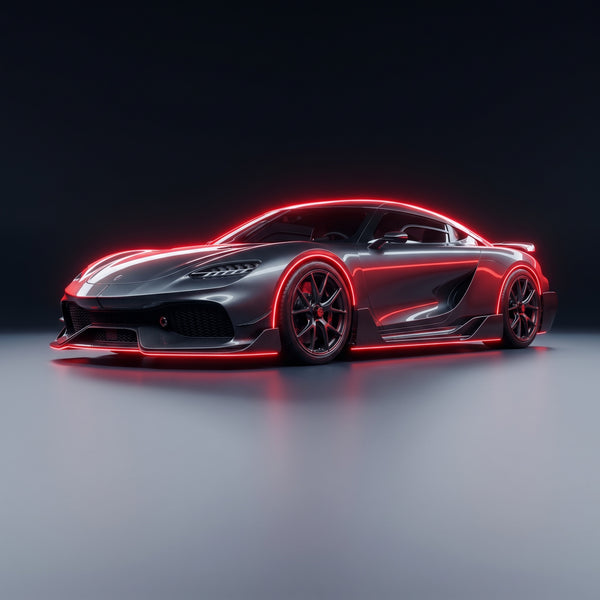 Performance car with carbon-fibre front splitter and aero kit