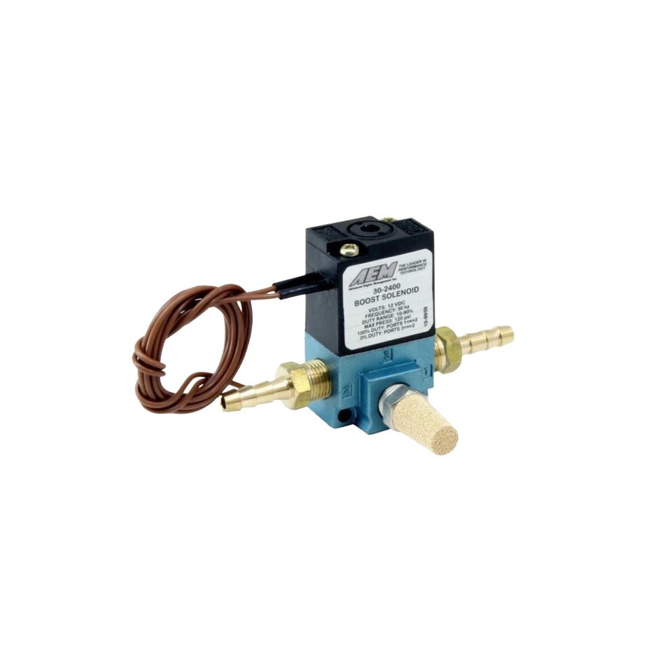 AEM Electronics 30-2400 Kit de Solenoide de Control de Boost (3 Puertos, 10-120 PSI) – Control de Turbo de Precisión para Vehículos Turboalimentados