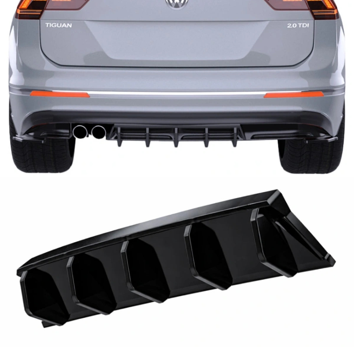 Apex Aero Design Rear Valance / Rear Diffuser (Gloss Black ABS) – Sport Styling for Volkswagen Tiguan Mk2 R-Line (2015-2020)