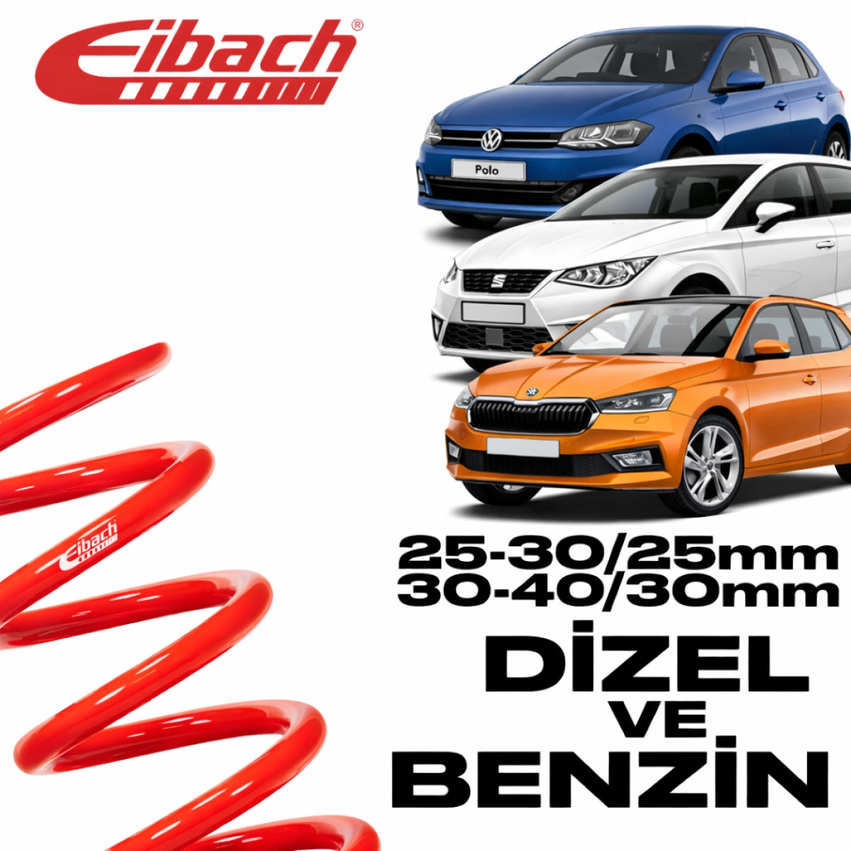 Muelles Deportivos Eibach VW Polo AW1-BZ1 / Seat Ibiza KJ1 / Skoda Fabia PJ3 Pro-Kit (25-30/25 mm) - Eibach