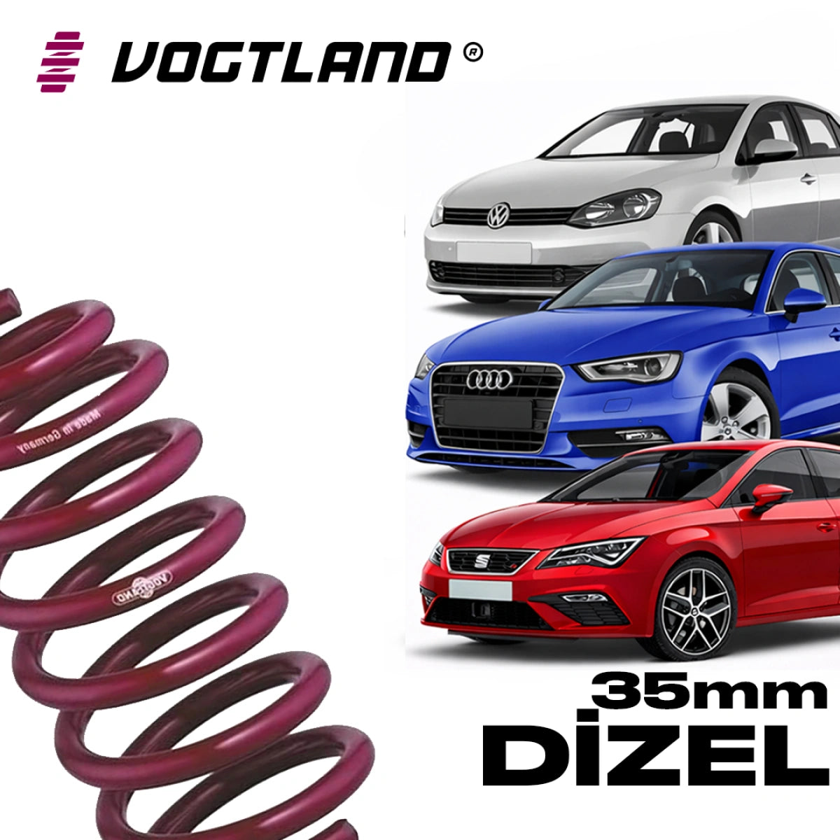 Muelles Deportivos Vogtland VW Golf 7 Audi A3 8V Seat Leon MK3 1.6 TDI (35mm) - Vogtland