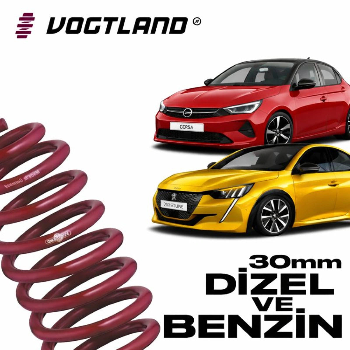 Muelles Deportivos Vogtland Opel Corsa F / Peugeot 208 MK2 (30 mm) - Vogtland