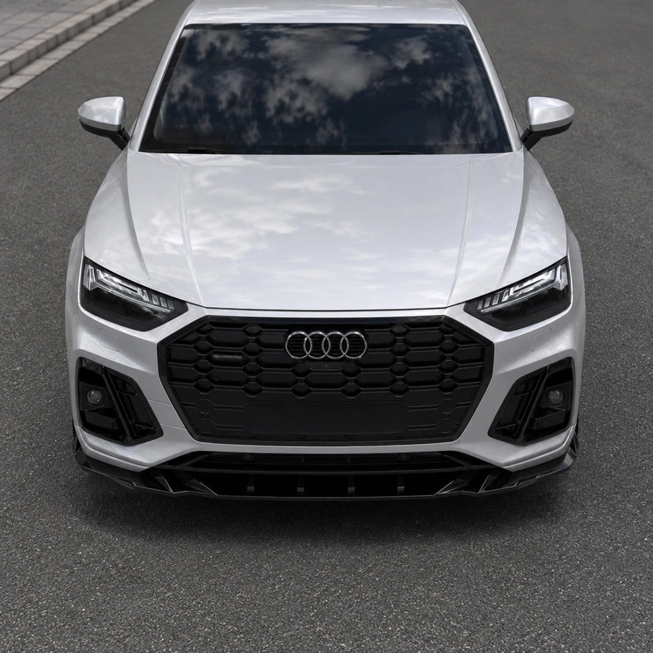 Apex Aero Design Front Splitter (Gloss Black ABS) – Motorsport Styling for Audi SQ5 - Q5 S-Line SUV Sportback Mk2 Facelift (2020-2024)