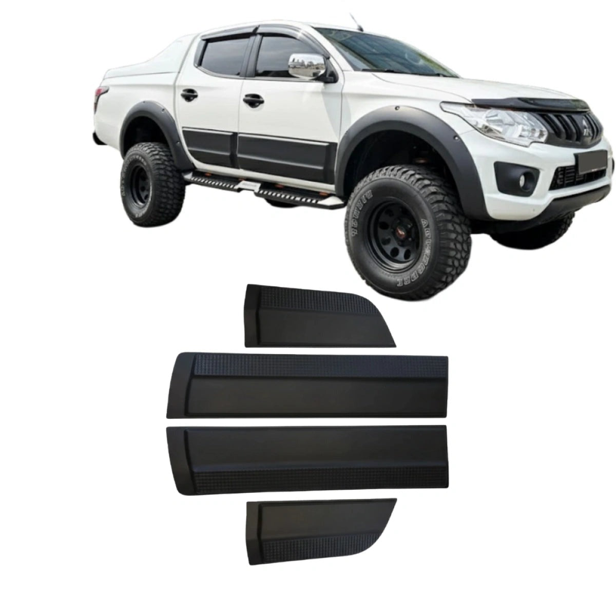 Kit de Molduras de Carrocería Apex Aero Design de 4 Piezas (Negro Brillante) – Protección y Estilo para Mitsubishi L200 (2015-2018)