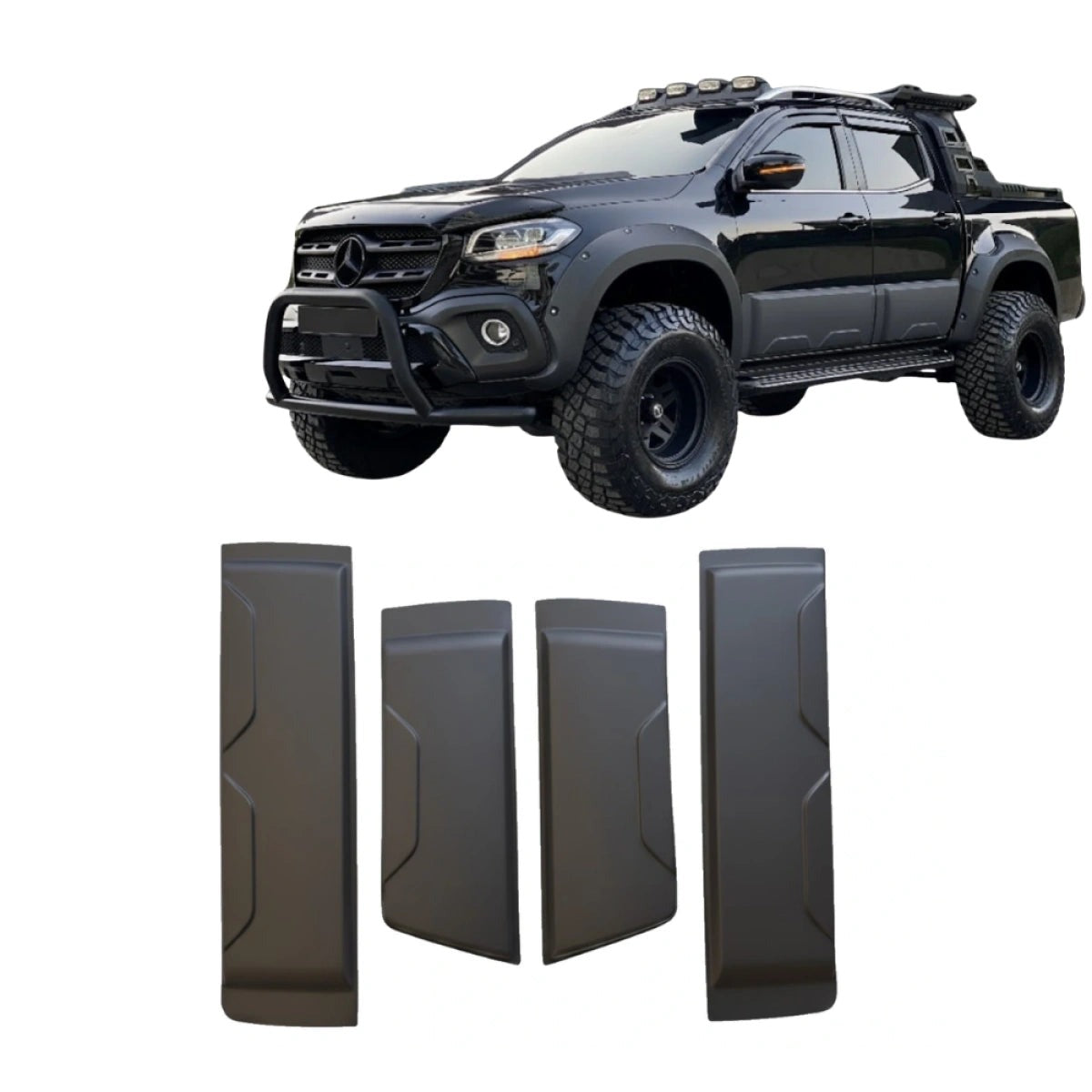Apex Aero Design 4-Piece Body Side Cladding (Gloss Black ABS) – Off-Road Protection and Style for Mercedes X-Class W470 (2017+)