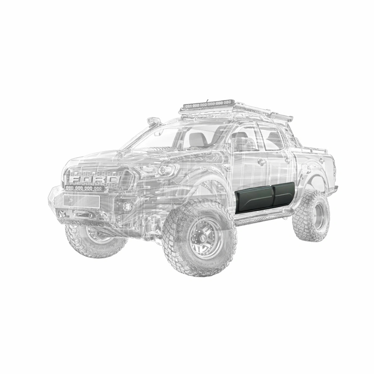 Apex Aero Design Body Cladding Kit (4 Pieces) for Ford Ranger T6-T7-T8 (2012-2015) - Off-Road Side Protection