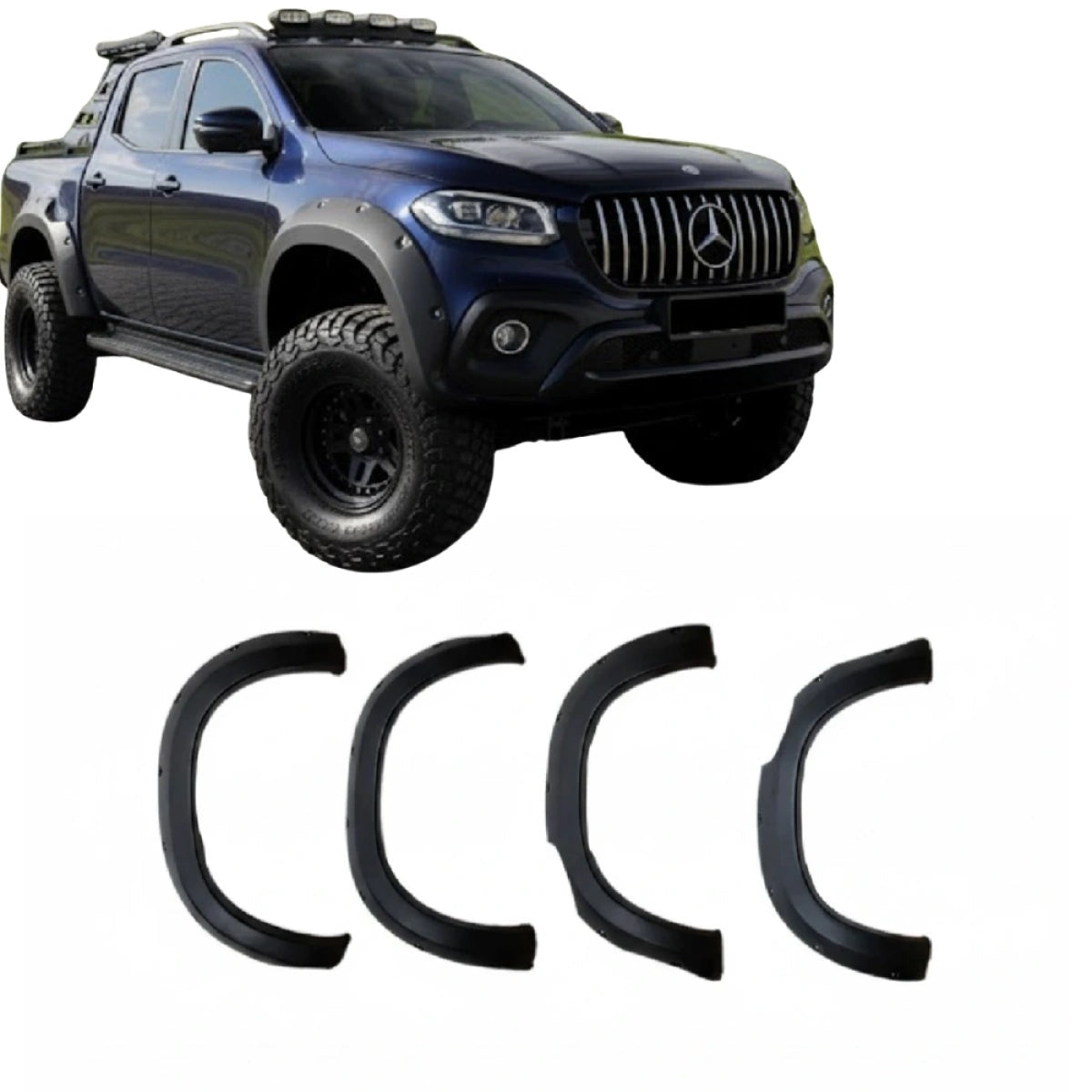 Apex Aero Design Fender Flare Kit 4 Pieces (Gloss Black ABS) – Off-Road Look for Mercedes X-Class W470 (2017+)