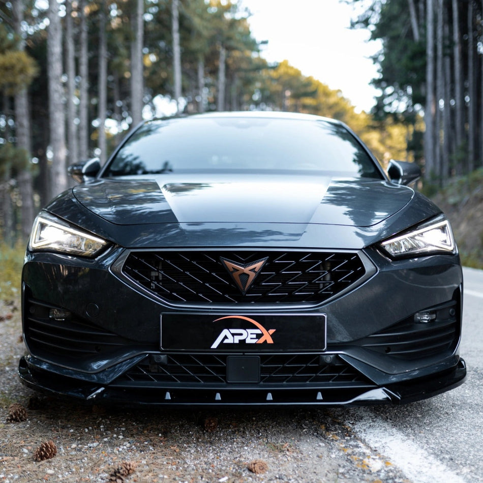 Apex Aero Design Front Lip for Cupra Leon Mk1 (2020-2024) - Gloss Black Front Splitter for Aerodynamic Upgrade