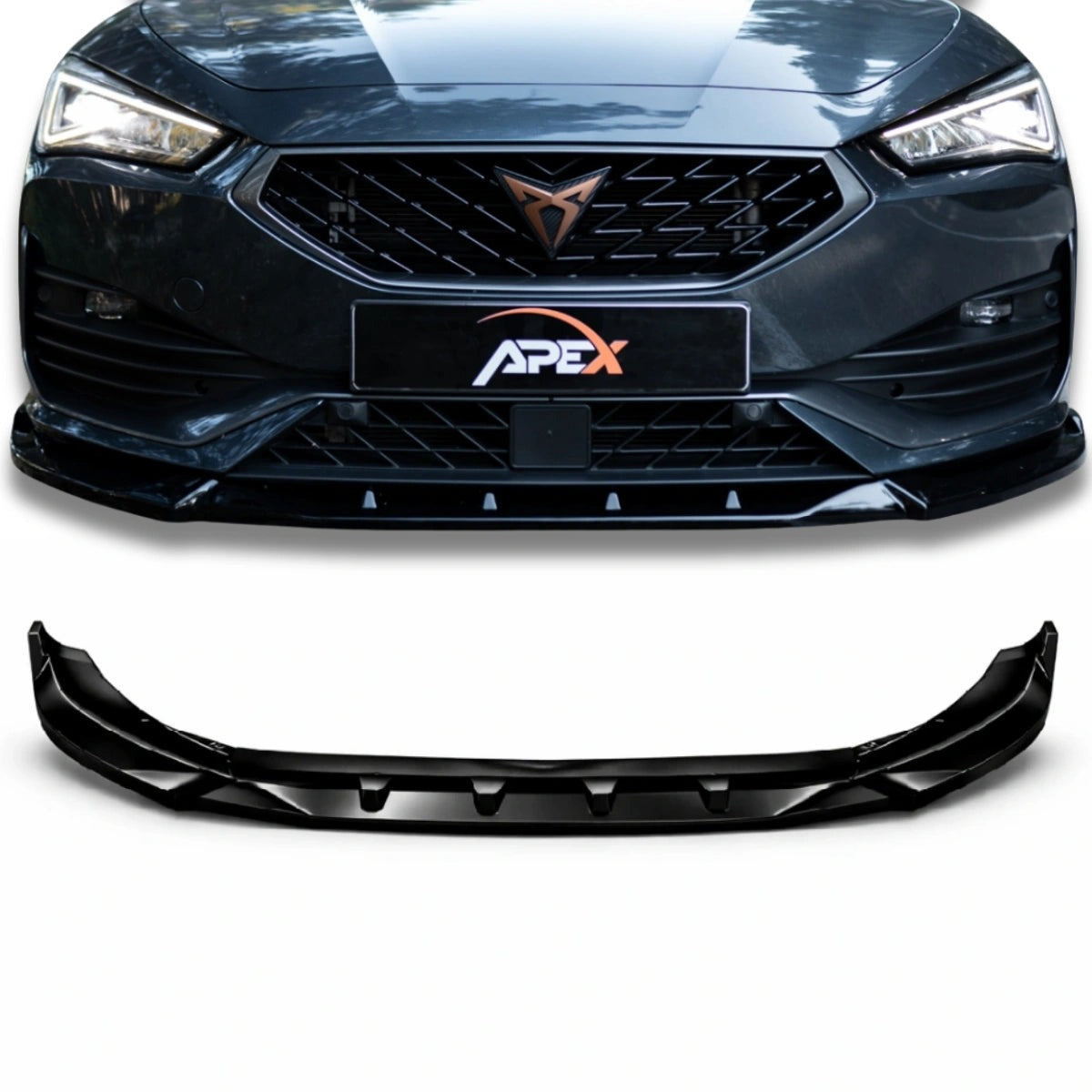 Apex Aero Design Front Lip for Cupra Leon Mk1 (2020-2024) - Gloss Black Front Splitter for Aerodynamic Upgrade
