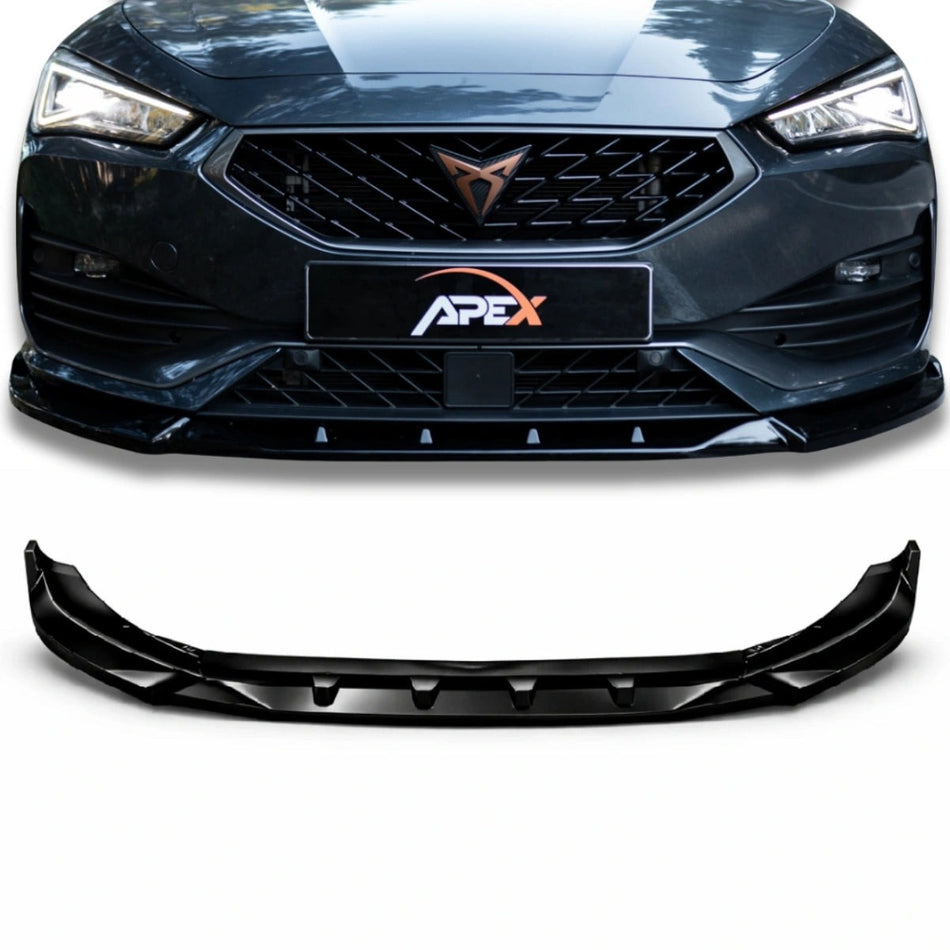 Apex Aero Design Front Lip for Cupra Leon Mk1 (2020-2024) - Gloss Black Front Splitter for Aerodynamic Upgrade