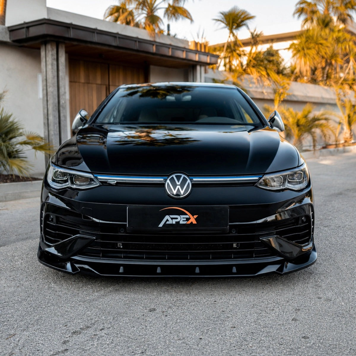 Splitter Delantero Apex Aero Design para Volkswagen Golf Mk8 R (2020-2024) - Estilo Deportivo en Negro Brillante