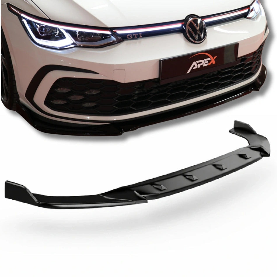 Apex Aero Design Front Splitter (Gloss Black ABS) – Sport Styling for Volkswagen Golf Mk8 GTI (2020-2024)