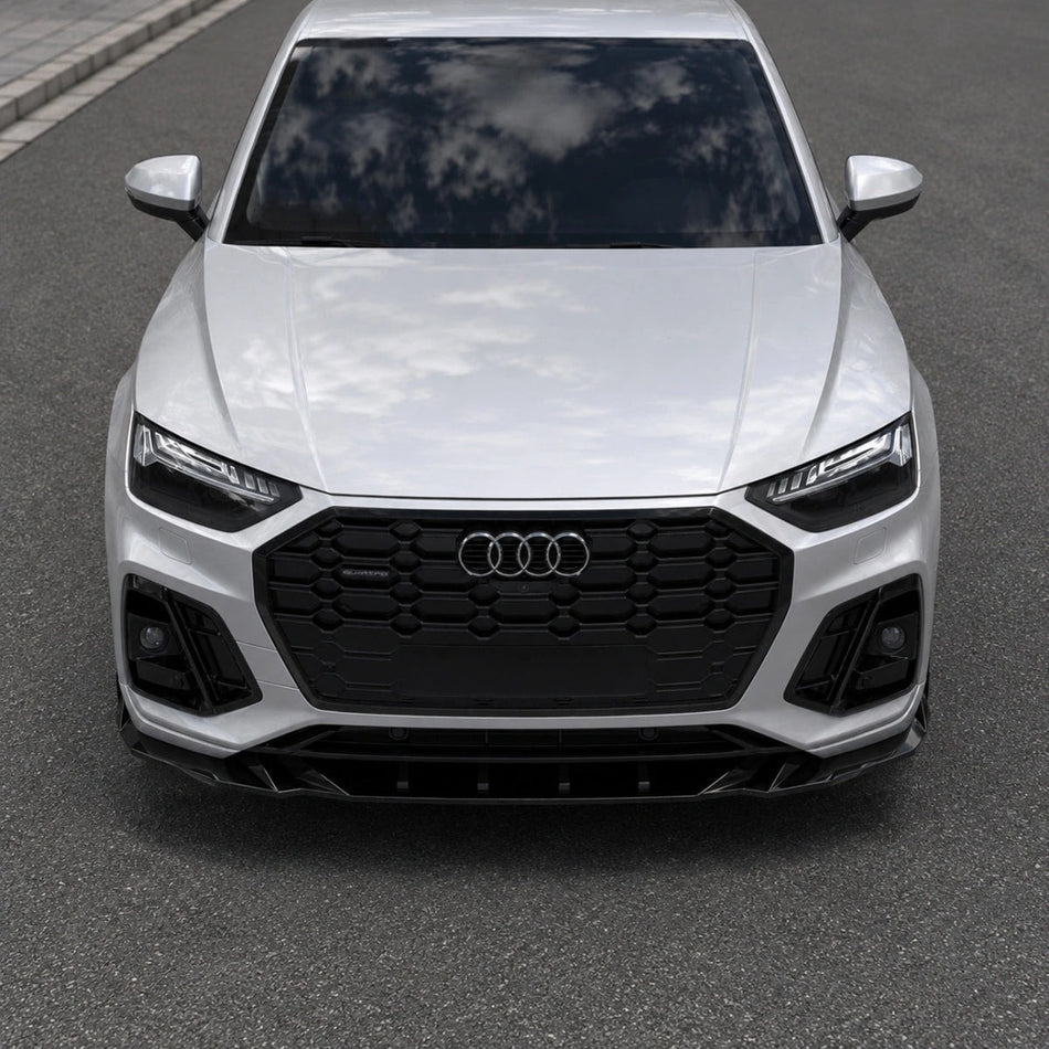Apex Aero Design Front Splitter (Gloss Black ABS) – Motorsport Styling for Audi SQ5 - Q5 S-Line SUV Sportback Mk2 Facelift (2020-2024)
