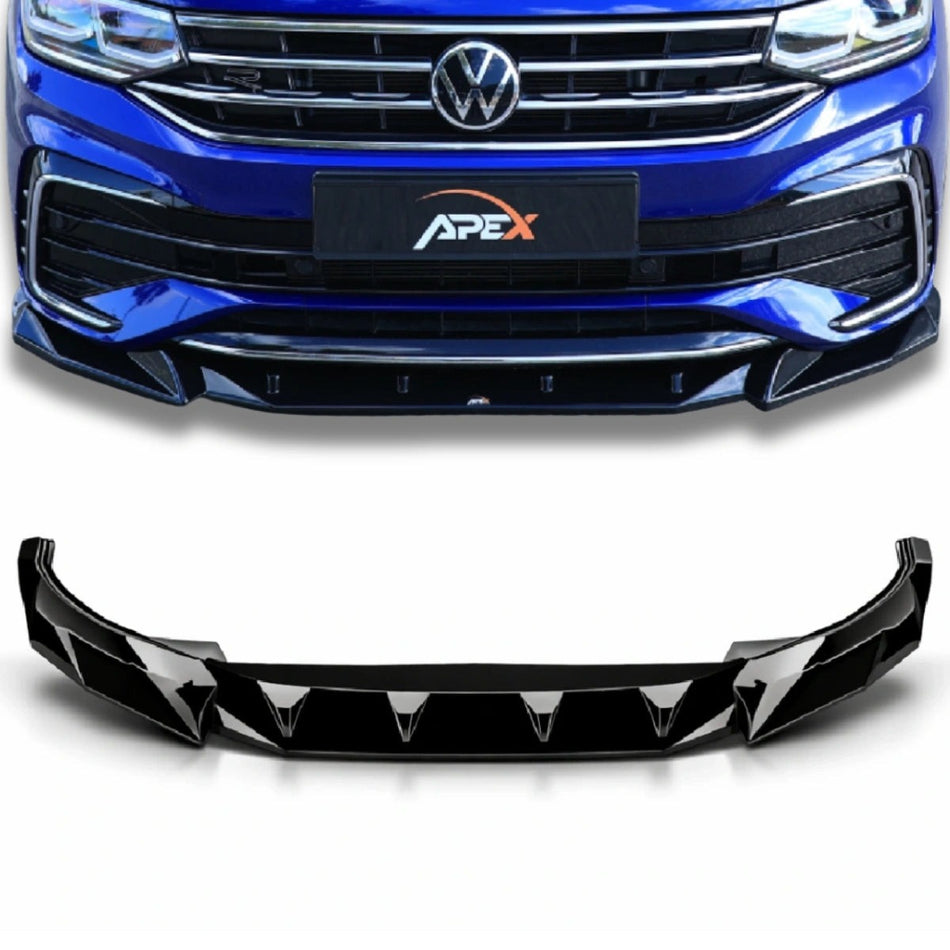 Apex Aero Design Front Splitter (Gloss Black ABS) – Sport Styling for Volkswagen Tiguan R-Line Mk2 Facelift (2020-2024)