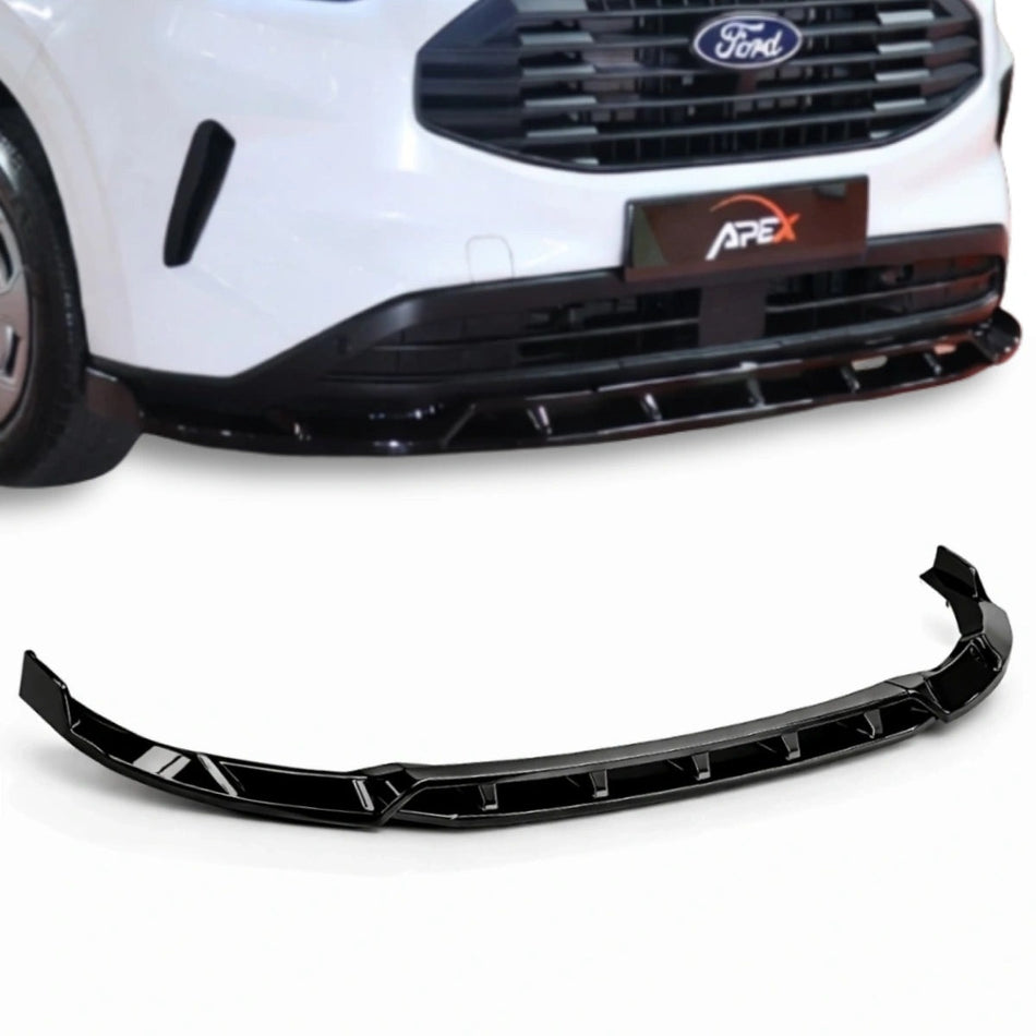 Apex Aero Design 2-Piece Front Splitter (Gloss Black ABS) – Aerodynamic Upgrade for Ford Transit Custom Mk2 (2023+)