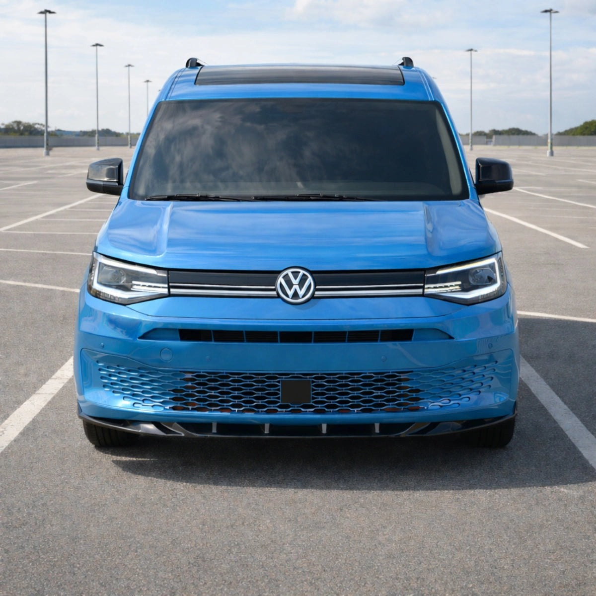 Splitter Delantero Apex Aero Design para VW Caddy Mk5 (2021+) - Negro Brillante - Estilo Deportivo para Furgonetas y Monovolúmenes