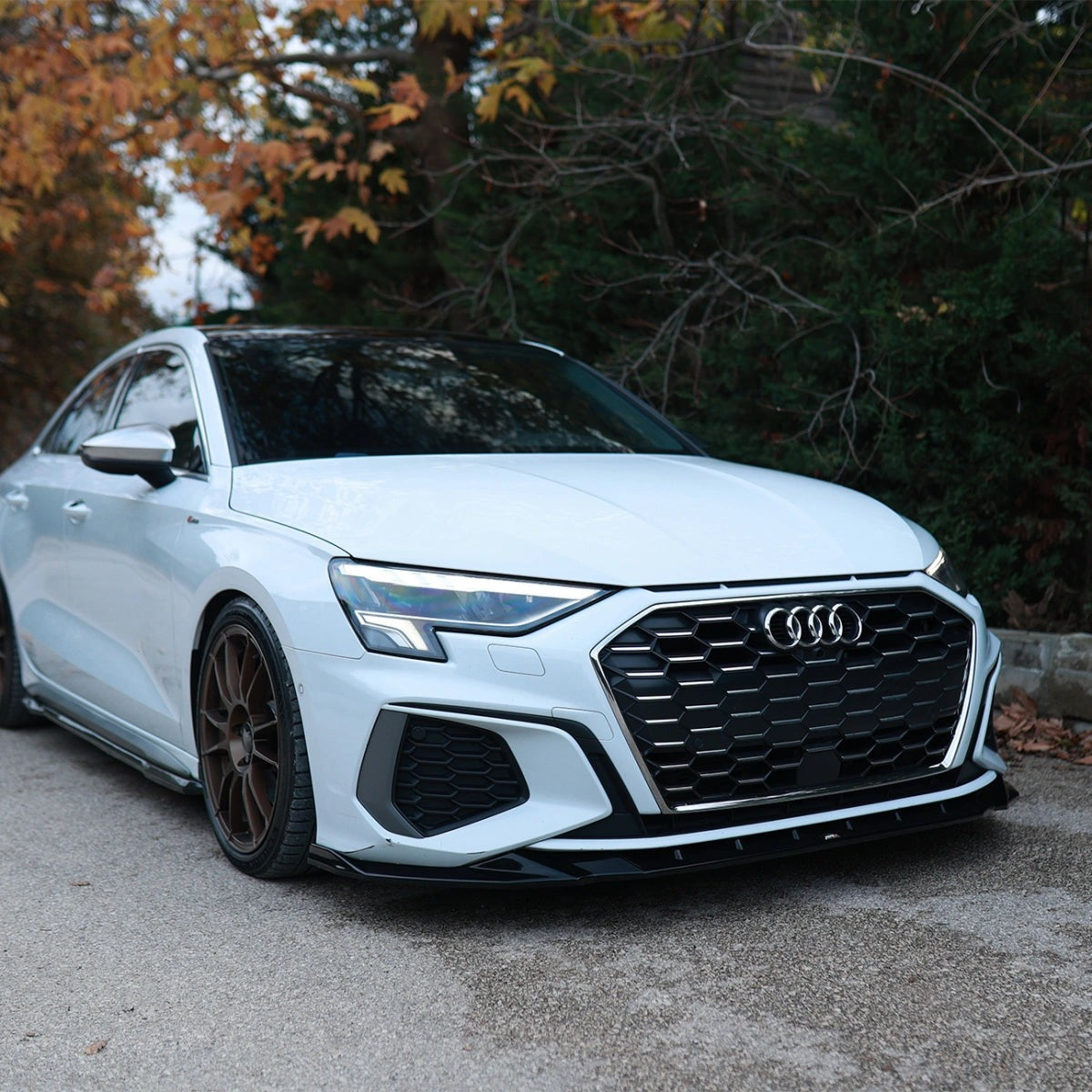 Splitter Delantero Apex Aero Design Audi A3 S-Line 8Y Facelift (ABS Negro Brillante) – Mejora Aerodinámica para Audi A3 2020-2024