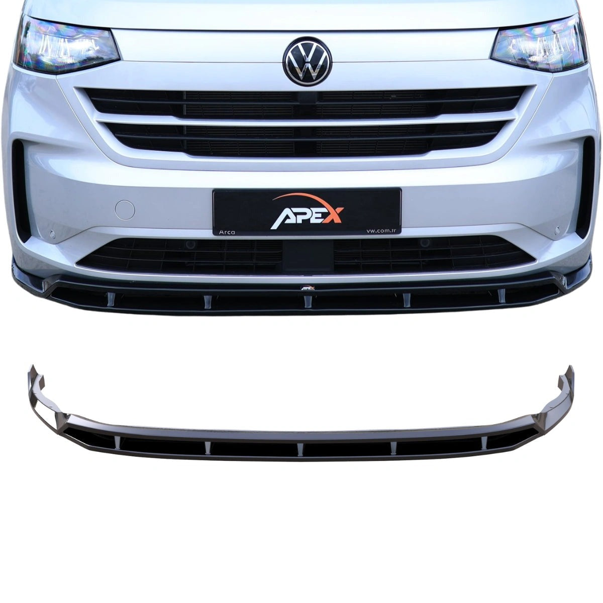 Splitter Delantero Apex Aero Design de 2 Piezas (Negro Brillante) – Mejora Aerodinámica para Volkswagen Transporter T7 (2022+)