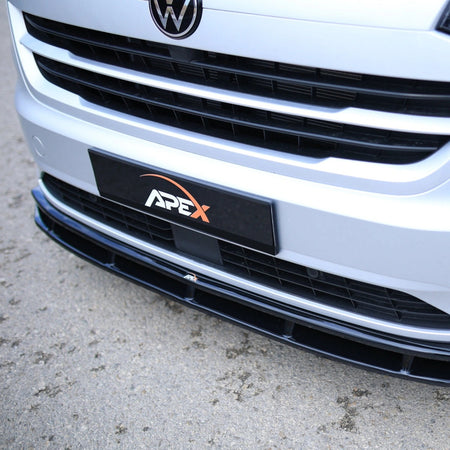 Splitter Delantero Apex Aero Design de 2 Piezas (Negro Brillante) – Mejora Aerodinámica para Volkswagen Transporter T7 (2022+)