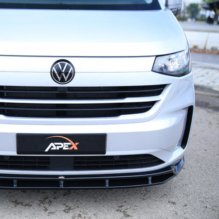 Splitter Delantero Apex Aero Design de 2 Piezas (Negro Brillante) – Mejora Aerodinámica para Volkswagen Transporter T7 (2022+)