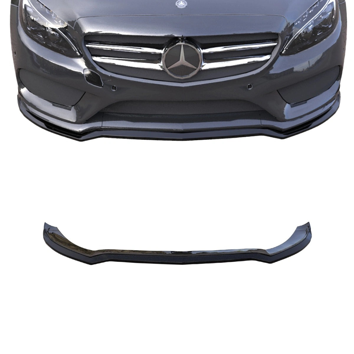Apex Aero Design Front Splitter (Gloss Black ABS) – Motorsport Style for Mercedes C-Class W205 AMG (2014-2018)