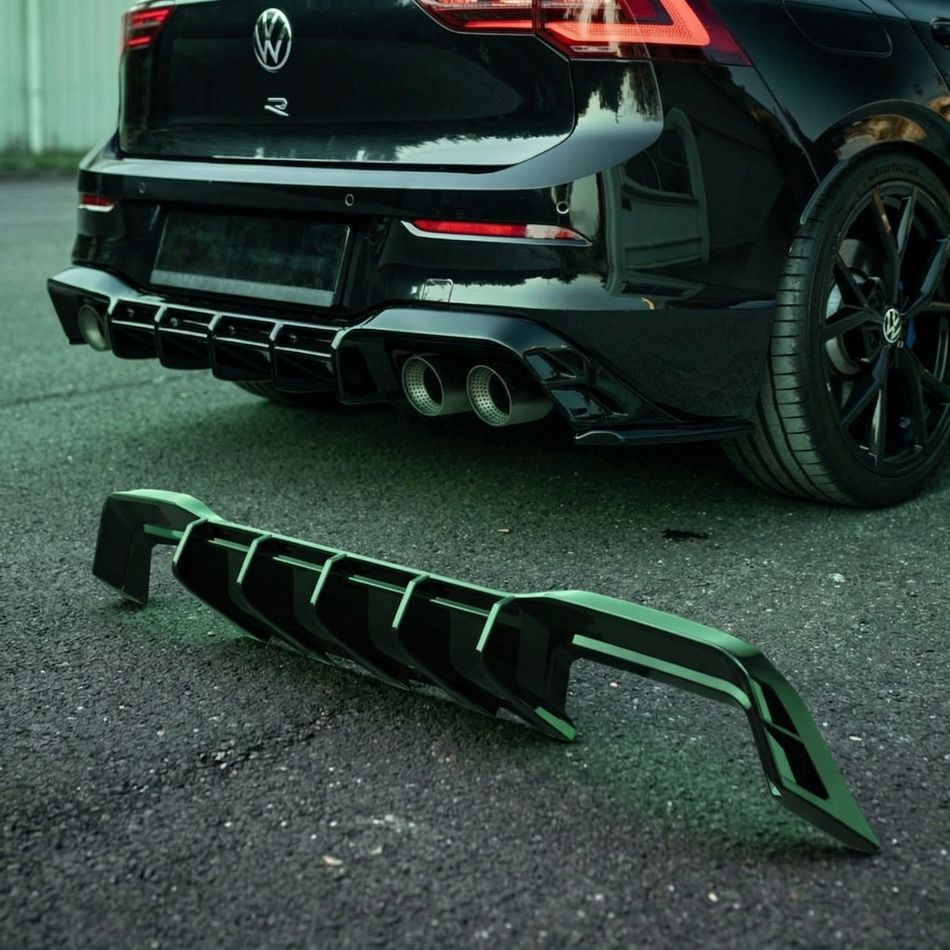 Apex Aero Design Rear Bumper Extension (Gloss Black) – Sport Diffuser for Volkswagen Golf Mk8 GTI (2020-2024)