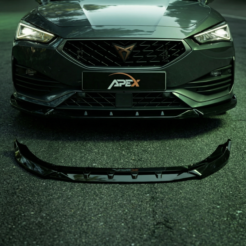 Apex Aero Design Front Lip for Cupra Leon Mk1 (2020-2024) - Gloss Black Front Splitter for Aerodynamic Upgrade