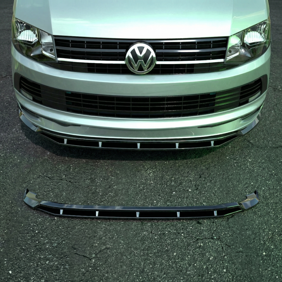 Apex Aero Design 2-Piece Front Splitter (Gloss Black ABS) – Aerodynamic Upgrade for VW Transporter T6 (2015-2019)