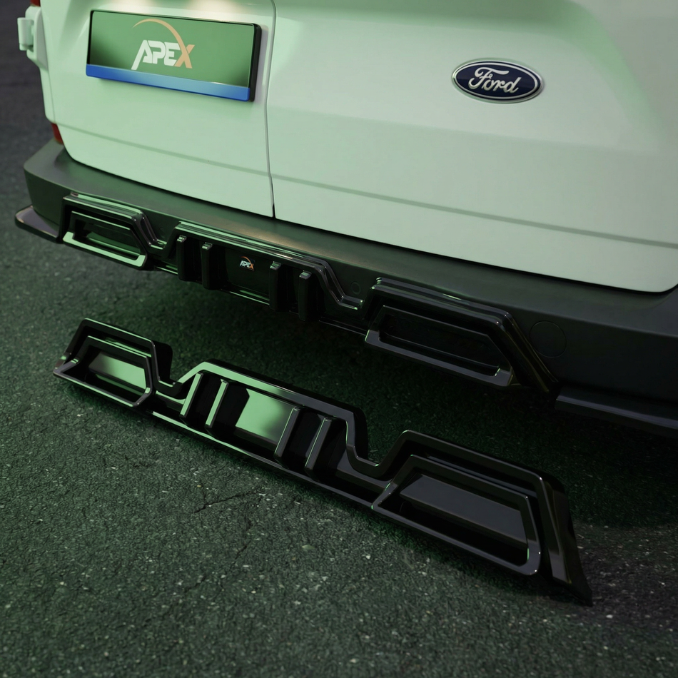 Apex Aero Design Rear Bumper Extension (Gloss Black) – Sport Styling for Ford Transit Custom Mk2 (2023+)
