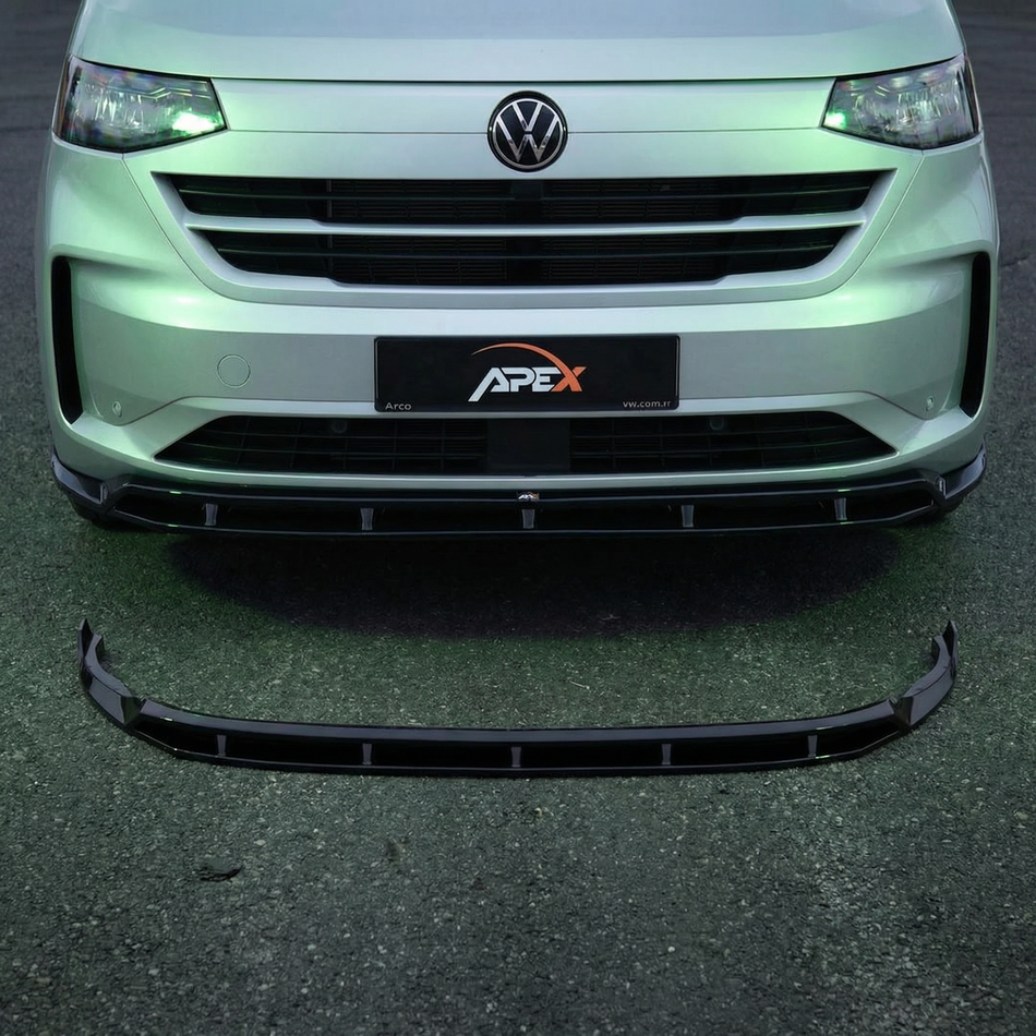 Apex Aero Design 2-Piece Front Splitter (Gloss Black) – Aerodynamic Upgrade for Volkswagen Transporter T7 (2022+)