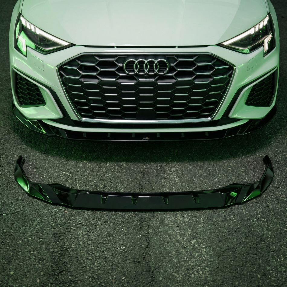 Apex Aero Design Front Splitter Audi A3 S-Line 8Y Facelift (Gloss Black ABS) – Aerodynamic Upgrade for Audi A3 2020-2024