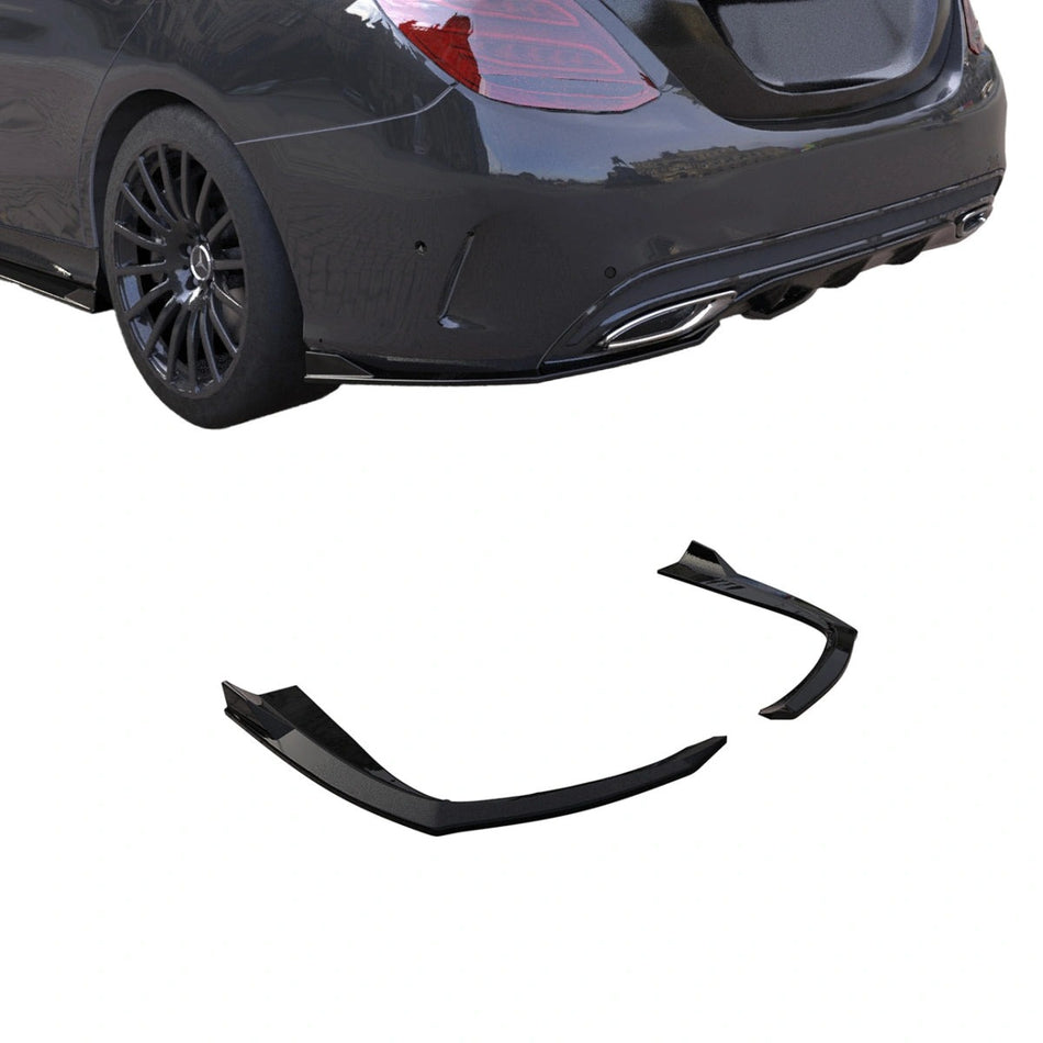 Apex Aero Design Rear Side Splitter (2 Pieces, Gloss Black ABS) – Sport Styling for Mercedes C-Class W205 AMG (2014-2018)
