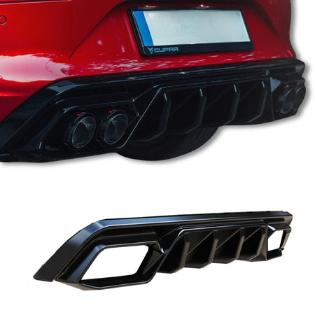 Difusor Trasero Apex Aero Design Negro Brillante (ABS) – Estilo Deportivo para Cupra Leon Mk1 (2020-2024)