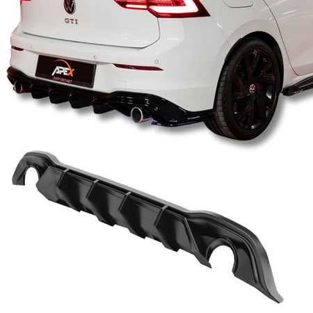 Apex Aero Design Rear Bumper Extension (Gloss Black) – Sport Diffuser for Volkswagen Golf Mk8 GTI (2020-2024)