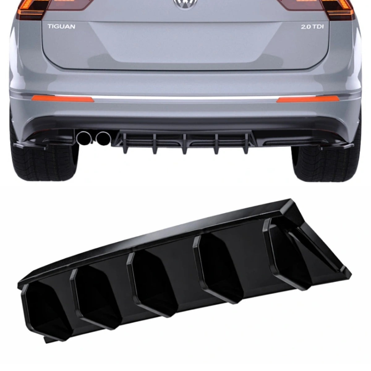 Apex Aero Design Rear Valance / Rear Diffuser (Gloss Black ABS) – Sport Styling for Volkswagen Tiguan Mk2 R-Line (2015-2020)