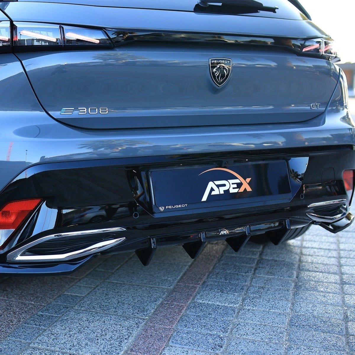 Apex Aero Design Rear Diffuser Gloss Black (ABS Plastic) – Aerodynamic Upgrade for Peugeot 308 GT Mk3 Hatchback (2021+)