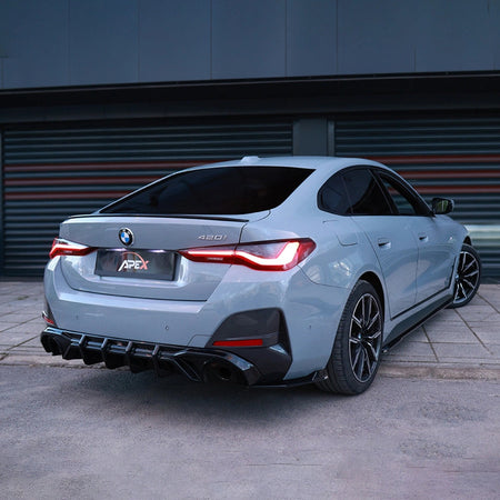 Difusor Trasero Apex Aero Design G26-RV (Negro Brillante) – Estilo Racing para BMW Serie 4 G26 Gran Coupé (2021+)