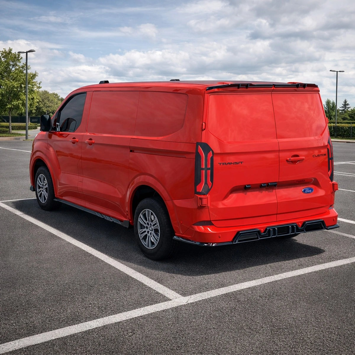 Set de Faldones Laterales Apex Aero Design (4 Piezas, ABS Negro Brillante) - Kit Deportivo para Ford Transit Custom Mk2 (2023+)