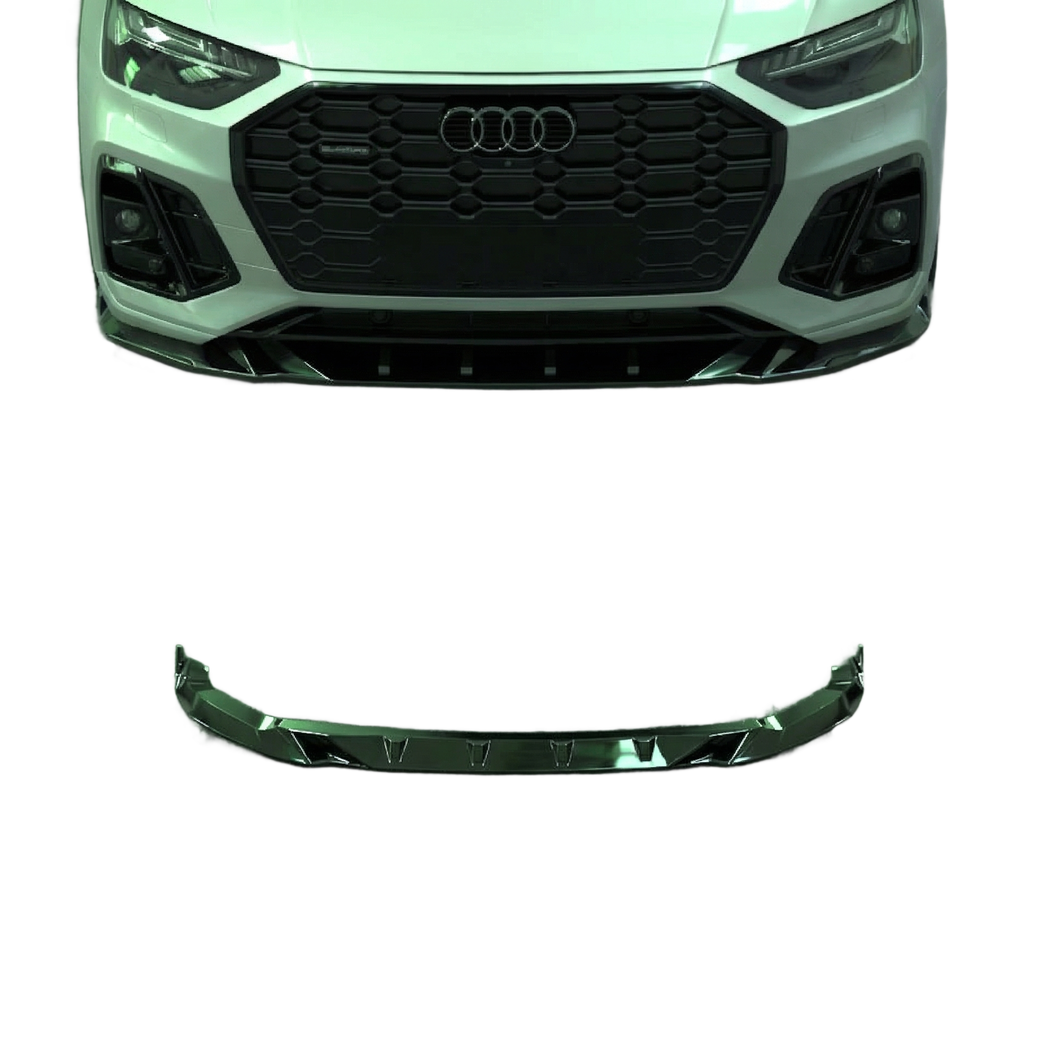 Apex Aero Design gloss black front splitter lip for Audi SQ5/Q5 S-Line Mk2 Facelift