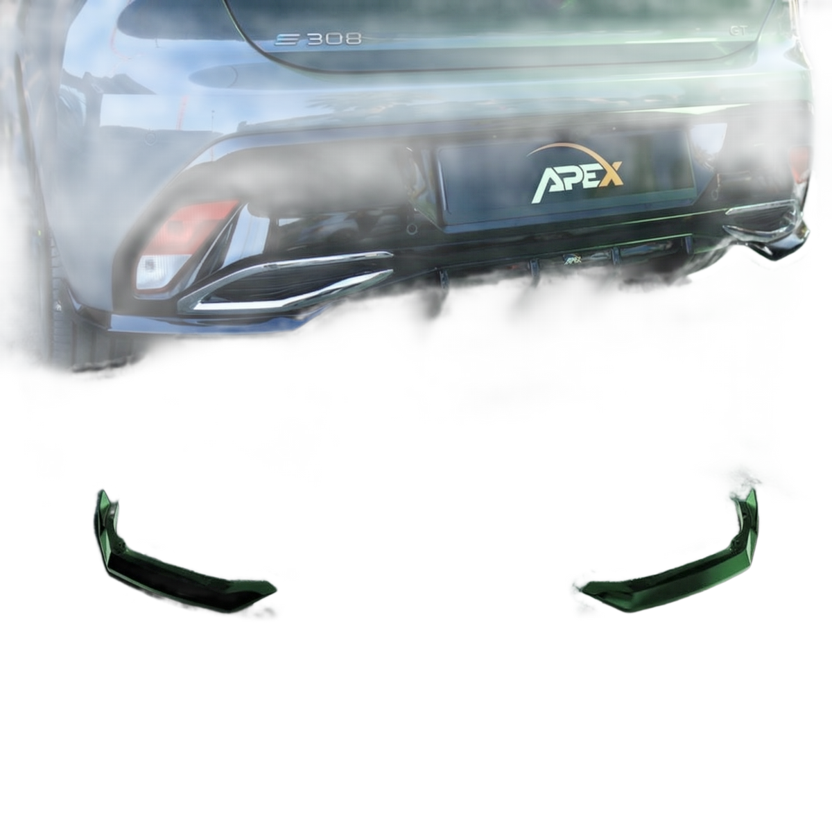 Apex Aero Design rear side splitters for Peugeot 308 GT Mk3, gloss black