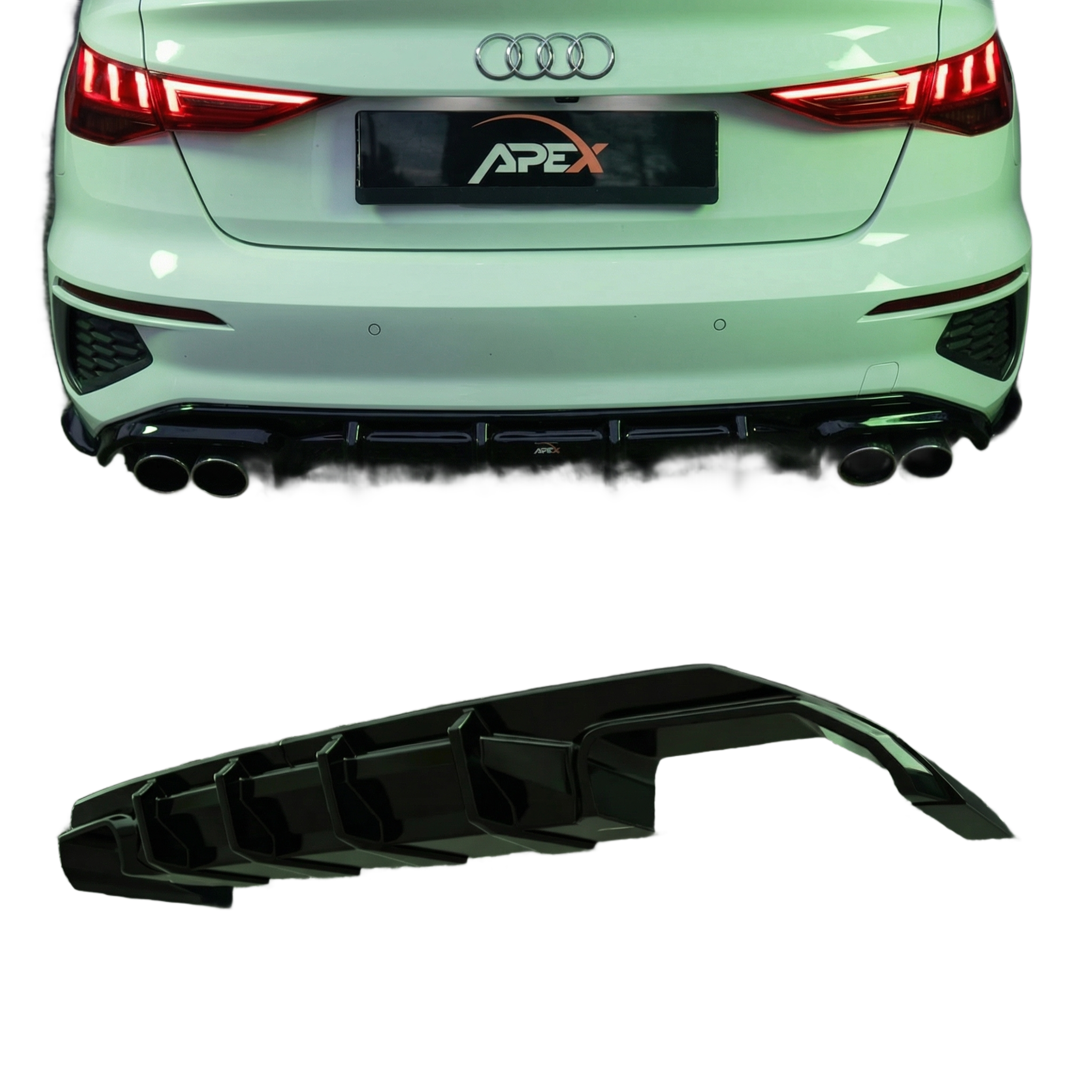 Apex Aero Design rear diffuser for Audi A3 S-Line 8Y Sedan, gloss black