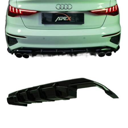 Apex Aero Design rear diffuser for Audi A3 S-Line 8Y Sedan, gloss black