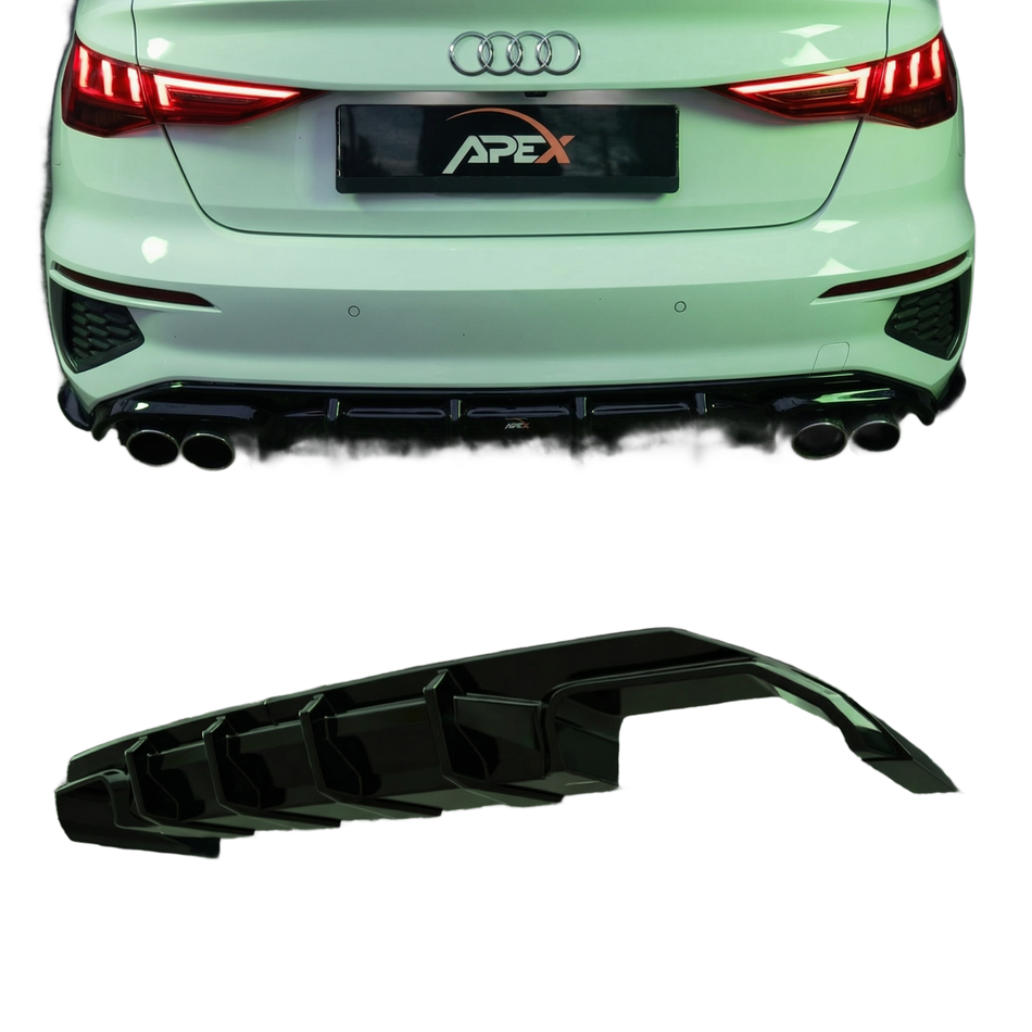 Apex Aero Design rear diffuser for Audi A3 S-Line 8Y Sedan, gloss black