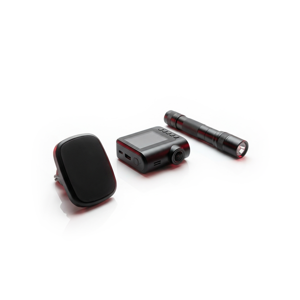 Premium car accessories — phone mount, dash cam, flashlight