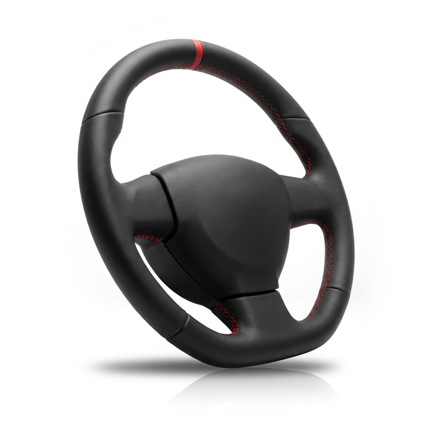 Sport steering wheel with red stitching — Interior