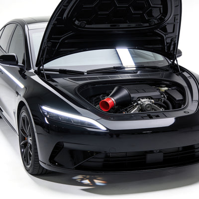 Cold air intake system with cone filter on white background - RO34 intake category
